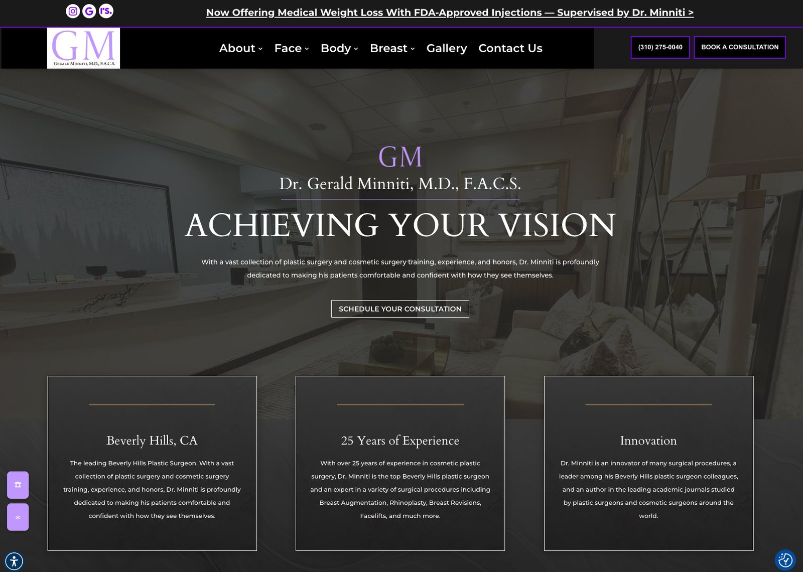 Homepage screenshot of Dr. Gerald Minniti website