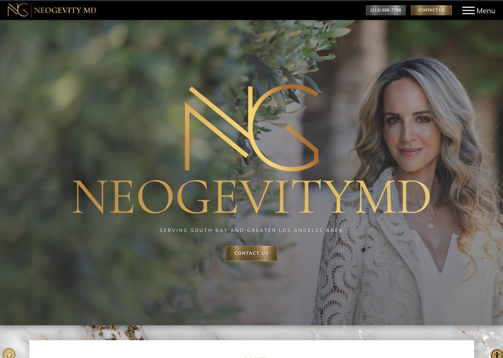 Homepage screenshot of NeoGevityMD website