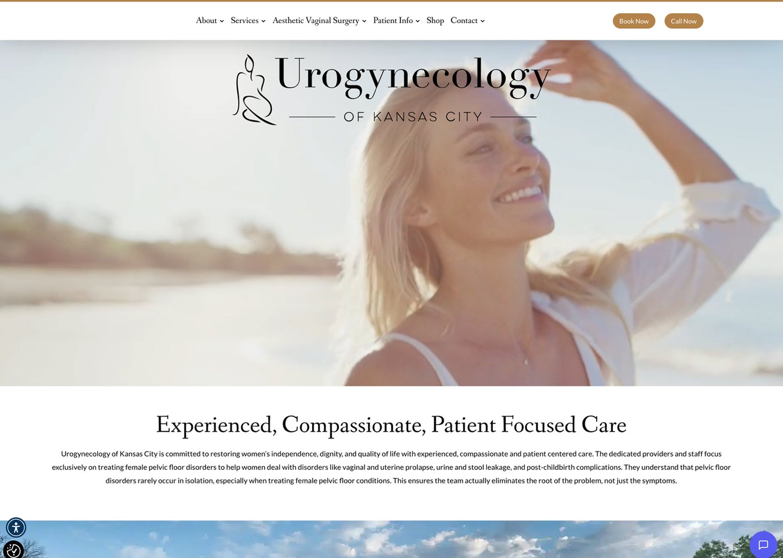 Homepage screenshot of Urogynecology website